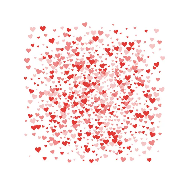 Red hearts confetti Square frame on white valentine background Vector illustration — Stock Vector