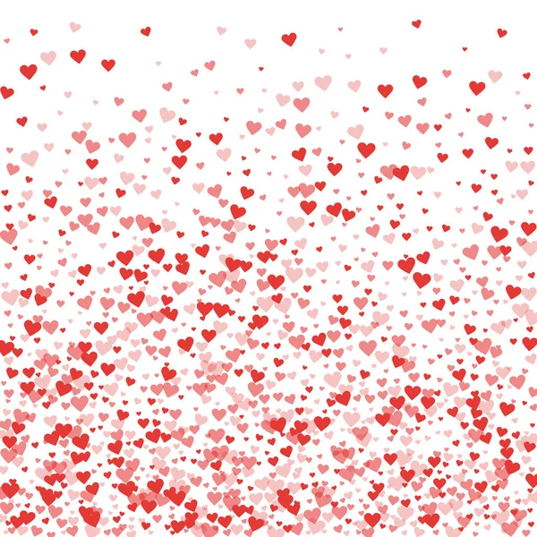 Red hearts confetti Bottom gradient on white valentine background Vector illustration — Stock Vector