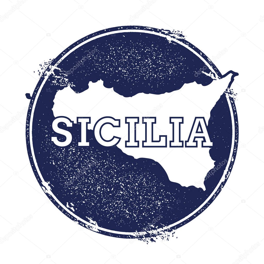 Sicilia vector map Grunge rubber stamp with the name and map of island vector illustration Can be