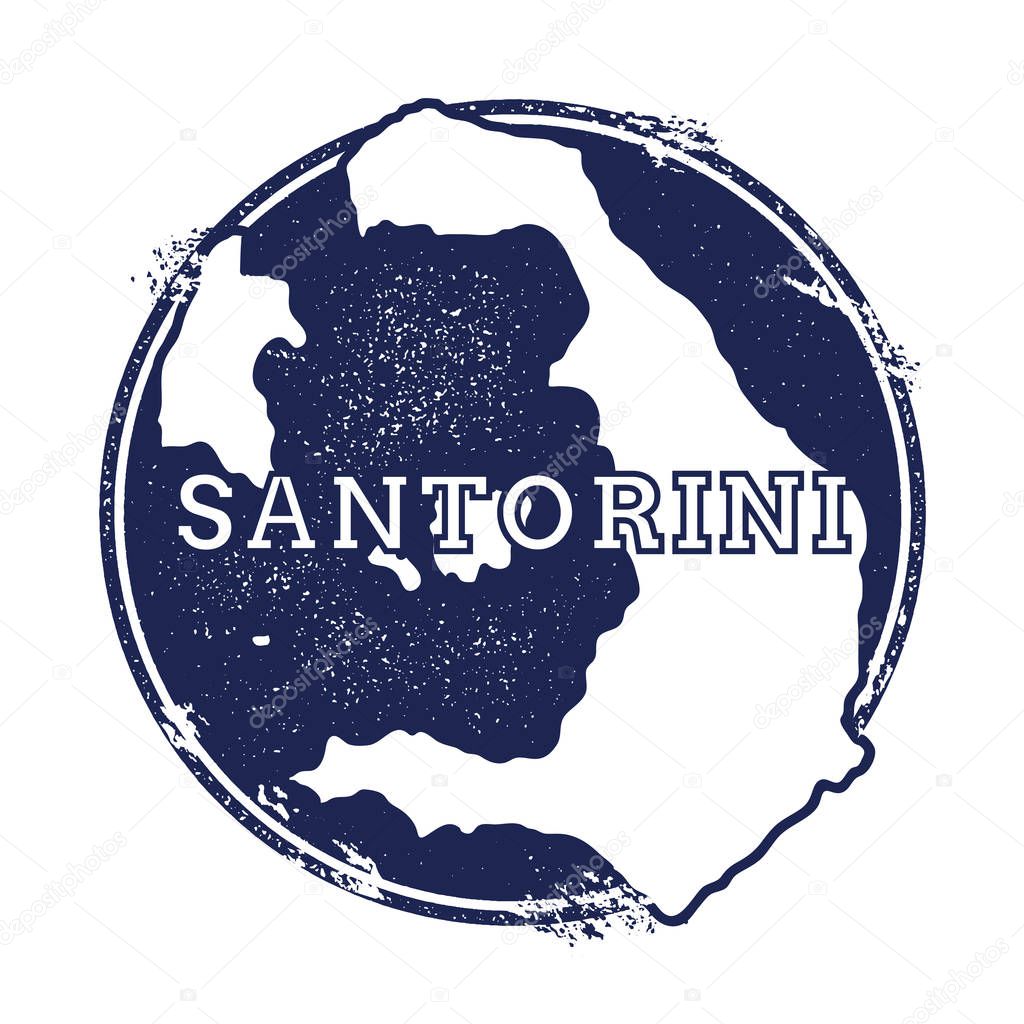 Santorini vector map Grunge rubber stamp with the name and map of island vector illustration Can