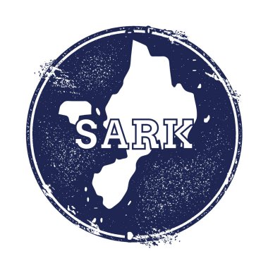 Sark vektör harita Grunge lastik damga adı ve ada vektör çizim Haritası olabilir