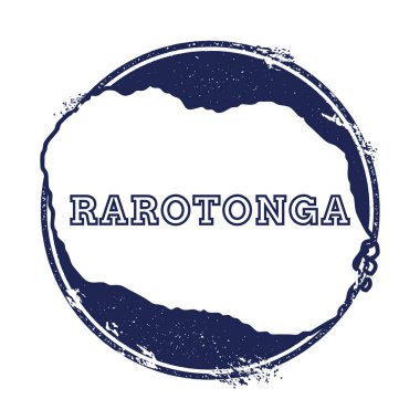 Rarotonga vektör harita Grunge lastik damga adı ve ada vektör çizim Can Haritası
