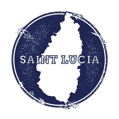 Saint Lucia vektör harita Grunge lastik damga adı ve ada vektör çizim Haritası