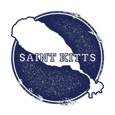 Saint Kitts vektör harita Grunge lastik damga adı ve ada vektör çizim Haritası