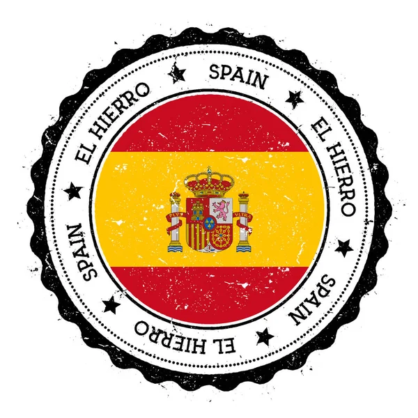 Σημαία του Ελ Ιέρο διακριτικό Vintage σφραγίδα ταξίδια με τα αστέρια κείμενο κυκλικές και νησιωτικών σημαία στο εσωτερικό του — Διανυσματικό Αρχείο