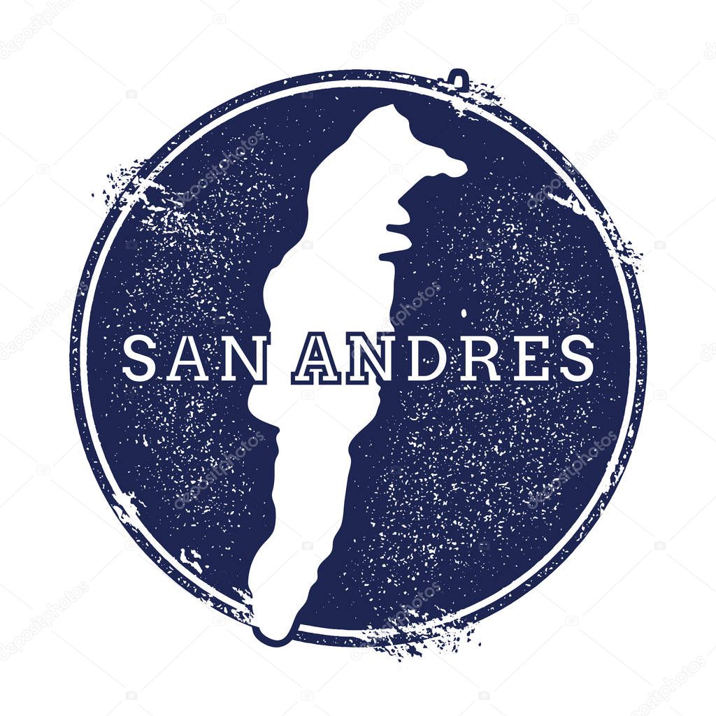 San Andres vector map Grunge rubber stamp with the name and map of island vector illustration Can