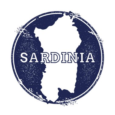 Sardinia vector map Grunge rubber stamp with the name and map of island vector illustration Can clipart