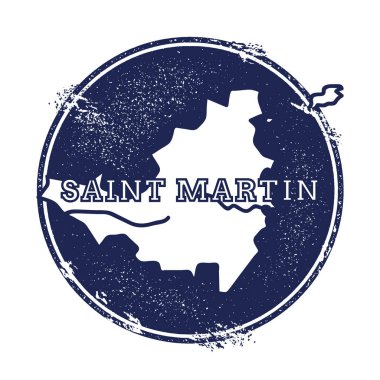 Saint Martin vektör harita Grunge lastik damga adı ve ada vektör çizim Haritası