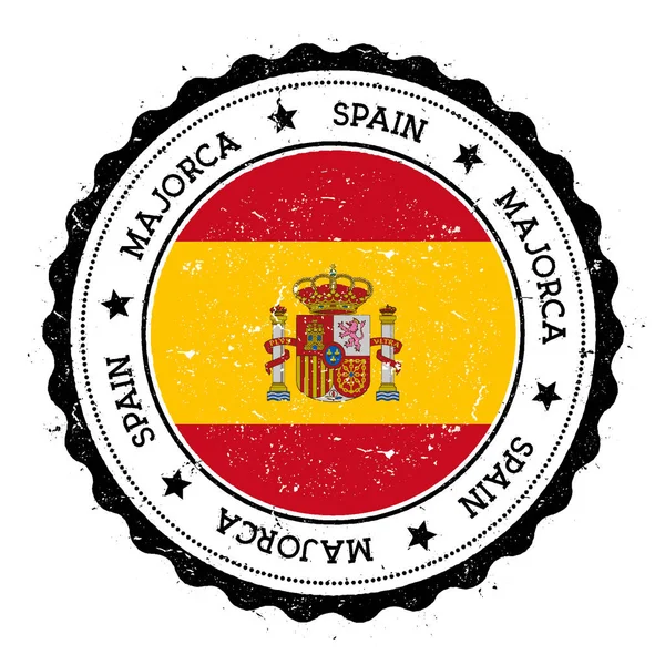 Distintivo da bandeira de Maiorca Carimbo de viagem vintage com estrelas de texto circulares e bandeira da ilha dentro dele Vetor —  Vetores de Stock