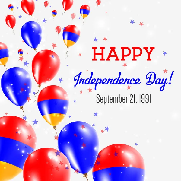 Armenia Independence Day Greeting Card Flying Balloons In National Colors Happy