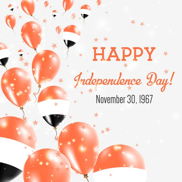 Ємен День незалежності Вітальна листівка літаючих повітряних куль в Національний Ємені кольори Днем Незалежності — стоковий вектор