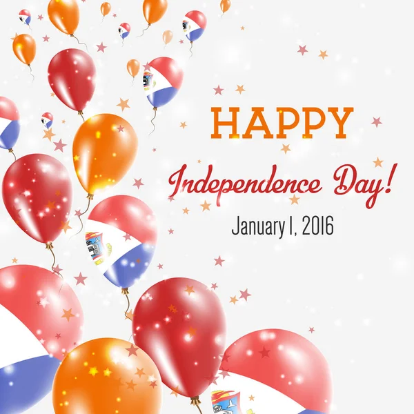 Сінт-Маартен День незалежності Вітальна листівка літаючих повітряних куль у Сінт-Маартен національних кольорах щасливі — стоковий вектор