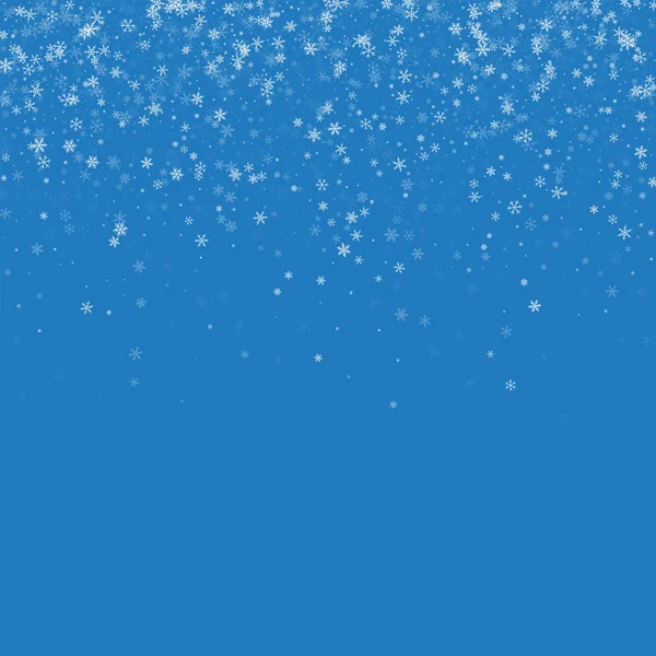 Belle chute de neige Scatter haut dégradé sur fond bleu Illustration vectorielle — Image vectorielle