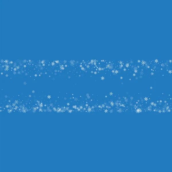 Bonita queda de neve Forma caótica no fundo azul Ilustração vetorial — Vetor de Stock