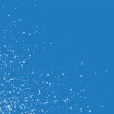 Güzel kar yağışı dağınık alt sol köşede mavi renkli vektör çizim