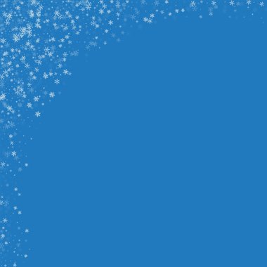 Güzel kar yağışı soyut üst köşede mavi renkli vektör çizim yaptı.