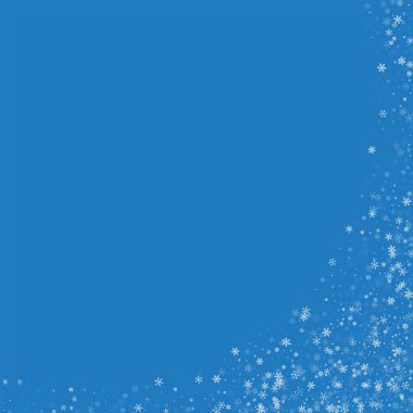 Güzel kar yağışı soyut sağ alt köşede mavi renkli vektör çizim