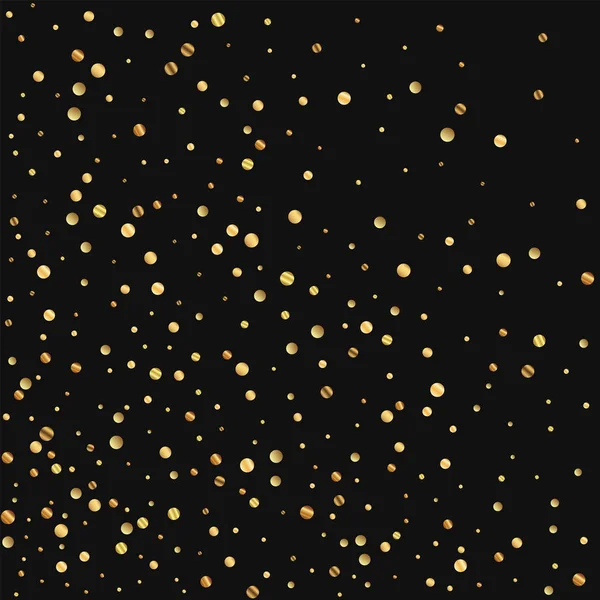 Seyrek altın konfeti soyut karışıklık siyah arka planda vektör çizim — Stok Vektör