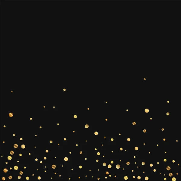 Spärliches Gold Konfetti streut unteres Gefälle auf schwarzem Hintergrund Vektor Illustration — Stockvektor