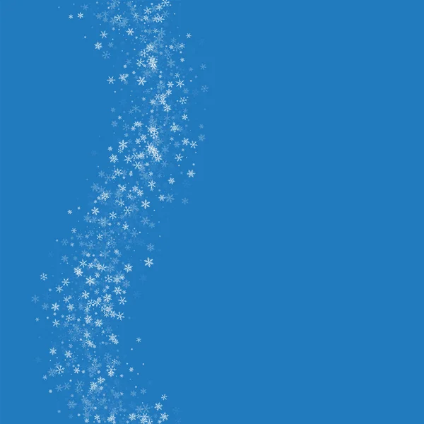 Bela queda de neve Onda esquerda no fundo azul Ilustração vetorial — Vetor de Stock