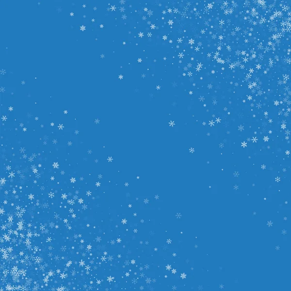 Mooie sneeuwval Abstract chaotische puinhoop op blauwe achtergrond vectorillustratie — Stockvector