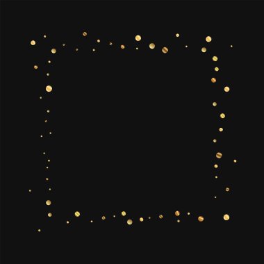 Seyrek altın konfeti kare soyut sınır siyah arka plan üzerinde vektör çizim