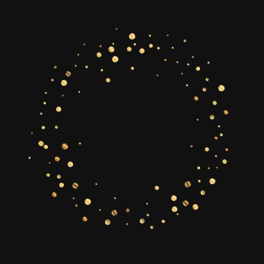 Seyrek altın konfeti Ring çerçeve siyah arka planda vektör çizim