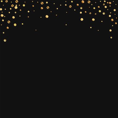 Siyah arka planda vektör çizim seyrek altın konfeti soyut üst kenarlık