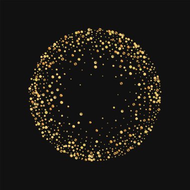 Altın konfeti yuvarlak kare siyah arka planda vektör çizim