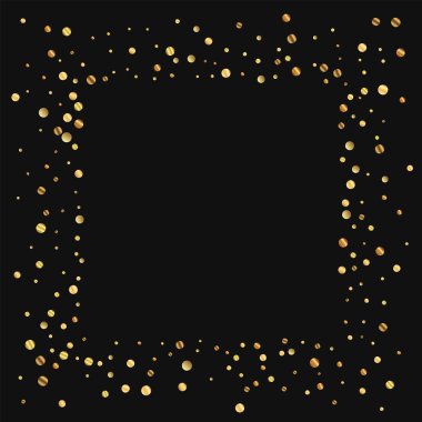 Seyrek altın konfeti kare siyah arka plan vektör çizim üzerinde dağınık çerçeve