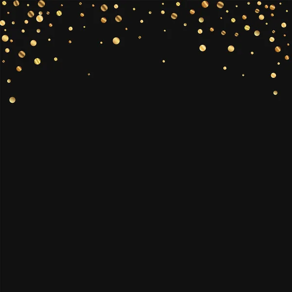 Spärliches Gold Konfetti abstrakter oberer Rand auf schwarzem Hintergrund Vektorillustration — Stockvektor