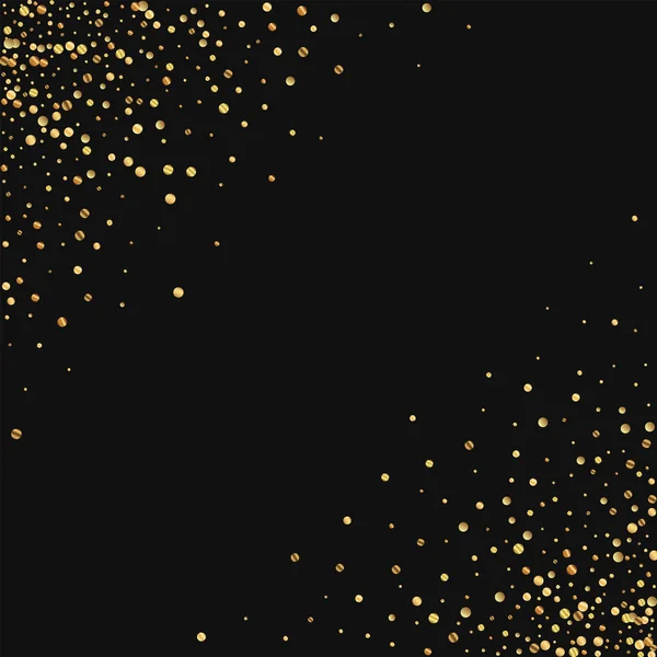 Gold Konfetti streuen abstrakte Ecken auf schwarzem Hintergrund Vektor Illustration — Stockvektor