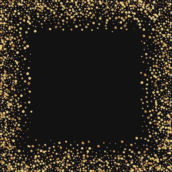 Золотими конфеті хаотичні кордон на чорному тлі Векторні ілюстрації — стоковий вектор