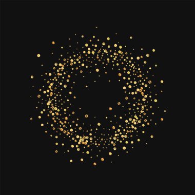 Altın konfeti küçük daire kare siyah arka planda vektör çizim
