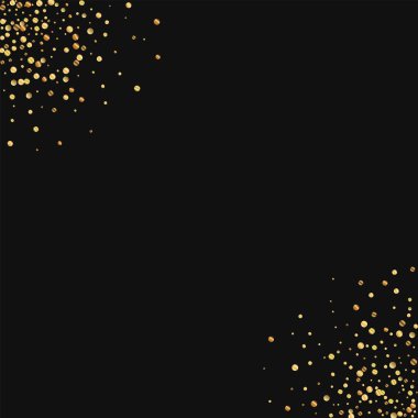 Altın konfeti çerçeve köşeleri siyah arka planda vektör çizim