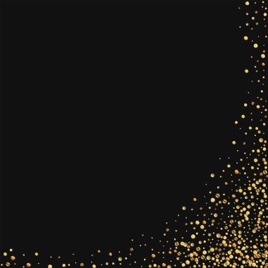 Altın konfeti soyut sağ alt köşede siyah arka plan vektör çizim