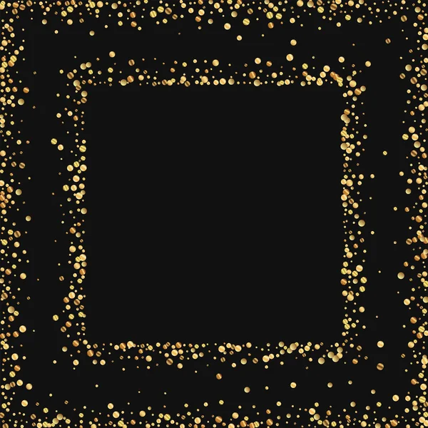 Guld konfetti Square abstrakt ram på svart bakgrund vektorillustration — Stock vektor