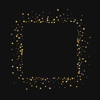 Altın konfeti kare siyah arka planda vektör çizim soyut karışıklık