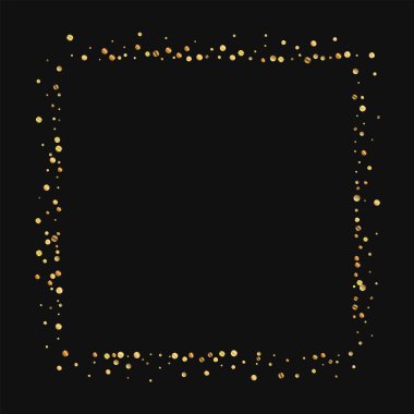 Altın konfeti kare siyah arka planda vektör çizim soyut şekli