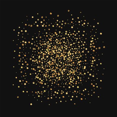Siyah arka planda vektör çizim altın konfeti kare şekli
