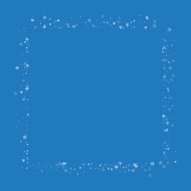 Güzel kar yağışı kare soyut şeklin üzerindeki mavi renkli vektör çizim