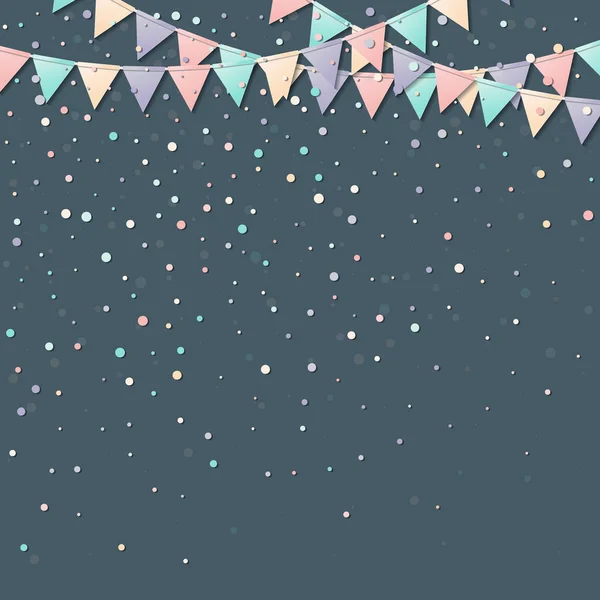 Guirlande drapeau Superbe carte de célébration avec guirlande drapeau en papier coloré et confettis Party — Image vectorielle