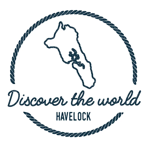 Havelock Island Map Outline Vintage Découvrez le Timbre en caoutchouc du monde avec carte de l'île Style Hipster — Image vectorielle