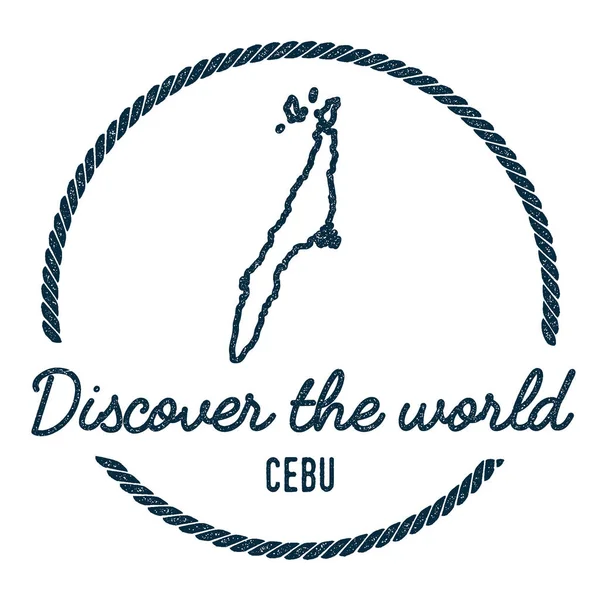 Cebu Map Outline Vintage Discover the World Rubber Stamp with Island Map Hipster Style Nautical — Stock Vector