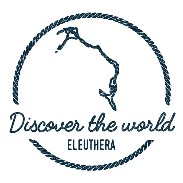 Eleuthera Map Outline Vintage Découvrez le timbre en caoutchouc du monde avec carte de l'île Style Hipster — Image vectorielle