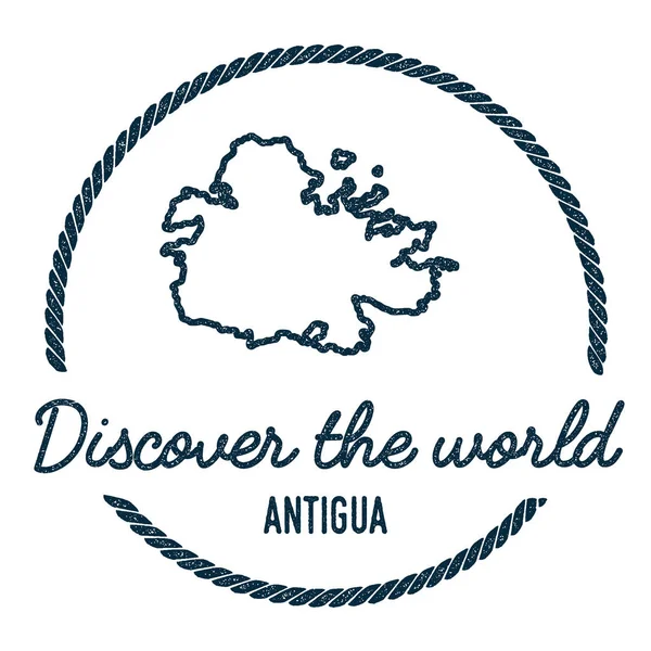 Antigua Map Outline Vintage Discover the World Rubber Stamp with Island Map Hipster Style Nautical — Stock Vector