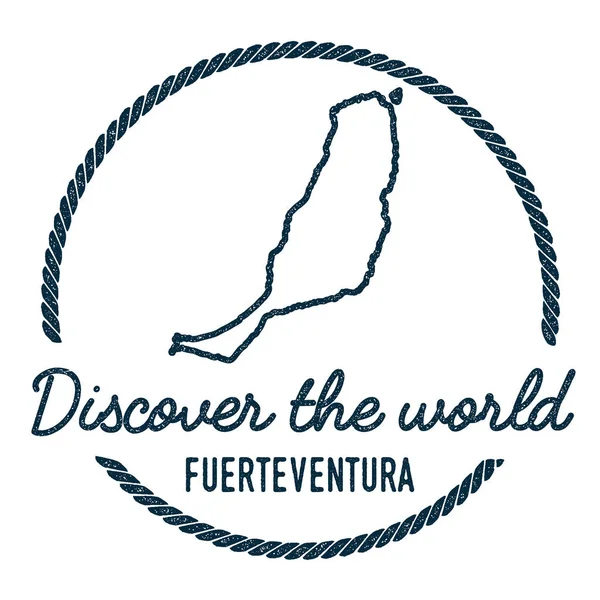 Fuerteventura Map Outline Vintage Descubre el Sello de Goma Mundial con Mapa de la Isla Hipster Style — Vector de stock