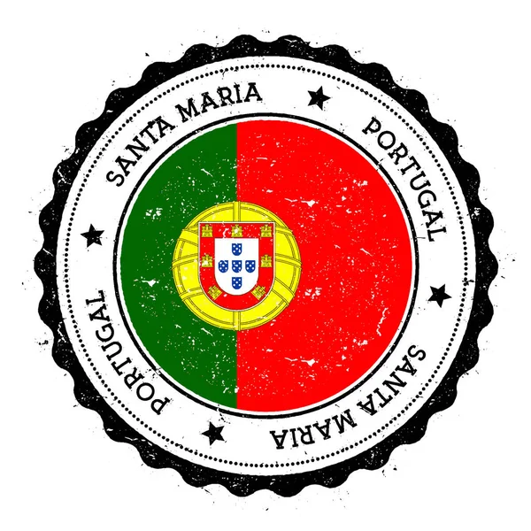 Santa Maria Island flag badge Timbro di viaggio vintage con stelle di testo circolare e bandiera dell'isola all'interno — Vettoriale Stock