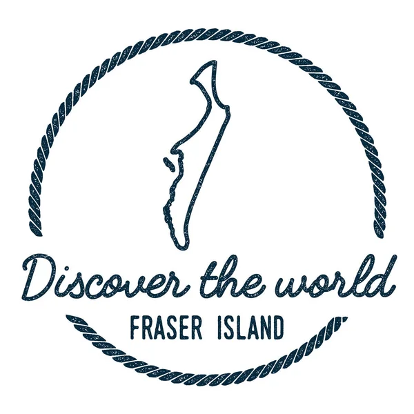 Fraser Island Map Outline Vintage Descubre el sello de goma mundial con el mapa de la isla Estilo Hipster — Vector de stock