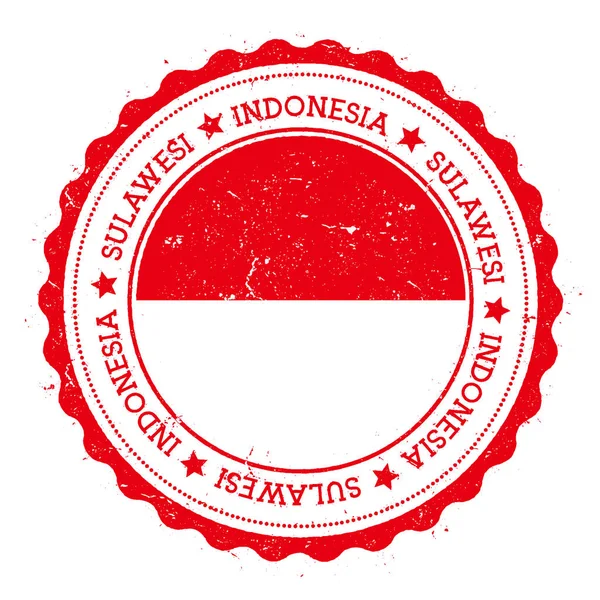 Insignia de la bandera de Sulawesi Sello de viaje vintage con estrellas de texto circular y bandera de la isla dentro de ella — Vector de stock